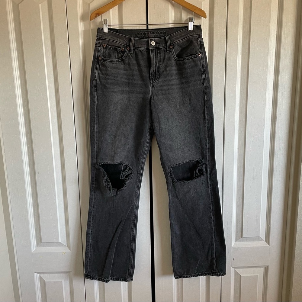American Eagle 90s Bootcut Jeans Women’s 8 Black Wash Ripped Distressed Grunge